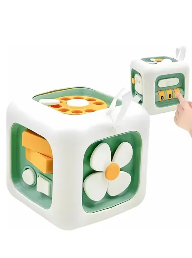 Бізі куб для дітей Hexa Baby LS-208 Baisi розвиваюча іграшка 6-в-1 для малюків від 6 місяців зелена