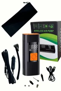 Портативний компресор компактний 6000 мАг бездротовий насос з універсальними насадками для шин та спортінвентарю