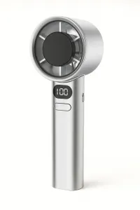 Портативний вентилятор з дисплеєм FANCHUANG ручний вентилятор акумуляторний mini USB дуйчик сріблястий
