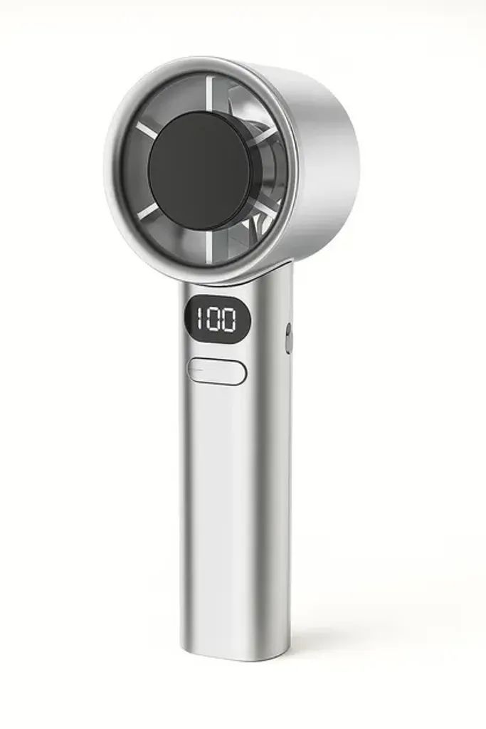 Портативний вентилятор з дисплеєм FANCHUANG ручний вентилятор акумуляторний mini USB дуйчик сріблястий