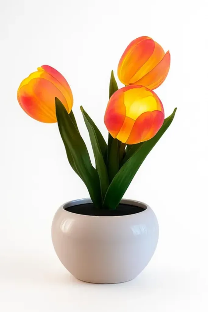 Декоративна LED лампа "Тюльпани" 20 см декоративний LED нічник для дому у вигляді кольорів лампа на батарейках рожева