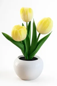 Декоративна LED лампа "Тюльпани" 20 см декоративний LED нічник для дому у вигляді кольорів лампа на батарейках жовта