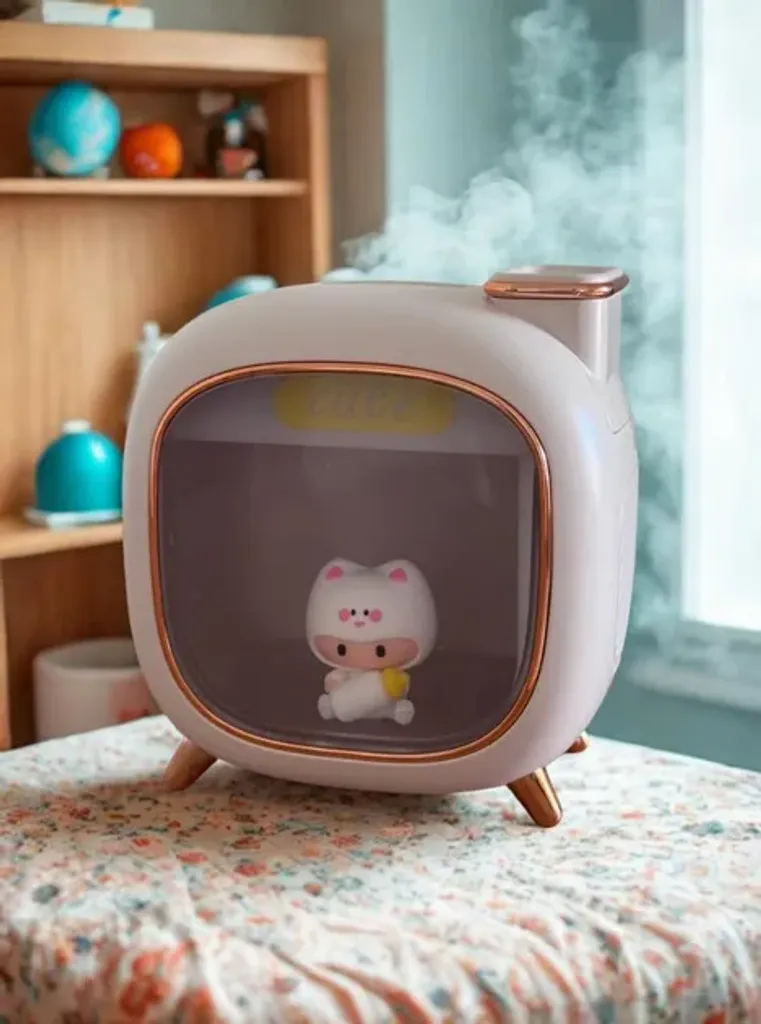 Дитячий зволожувач повітря з підсвічуванням та іграшкою TV Baby нічник арома дифузор з LED підсвіткою рожевий