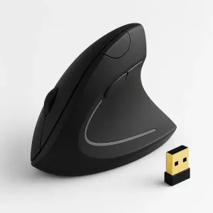 Вертикальна ергономічна миша Dodo Duck з високою точністю 16000 DPI, бездротова перезаряджається мишка з USB-адаптером, 4 кнопки, LED-підсвічування, чорна