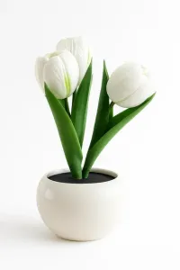 Декоративна LED лампа "Тюльпани" 20 см декоративний LED нічник для дому у вигляді кольорів лампа на батарейках біла