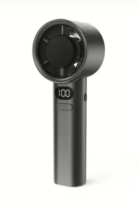 Портативний вентилятор із дисплеєм FANCHUANG ручний вентилятор акумуляторний mini USB дуйчик кишеньковий темно-сірий