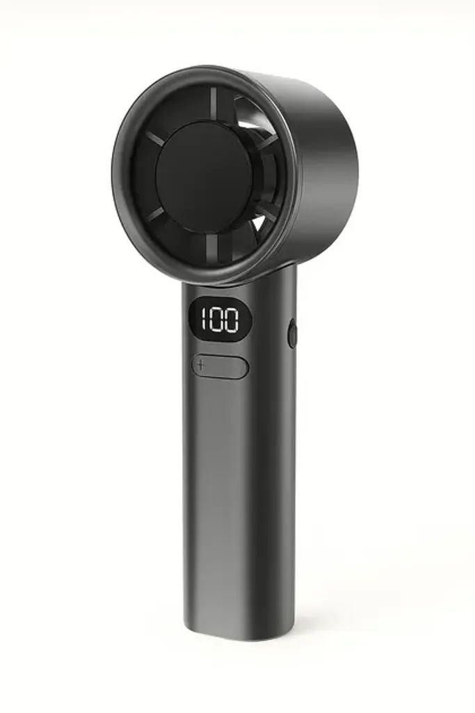 Портативний вентилятор із дисплеєм FANCHUANG ручний вентилятор акумуляторний mini USB дуйчик кишеньковий темно-сірий