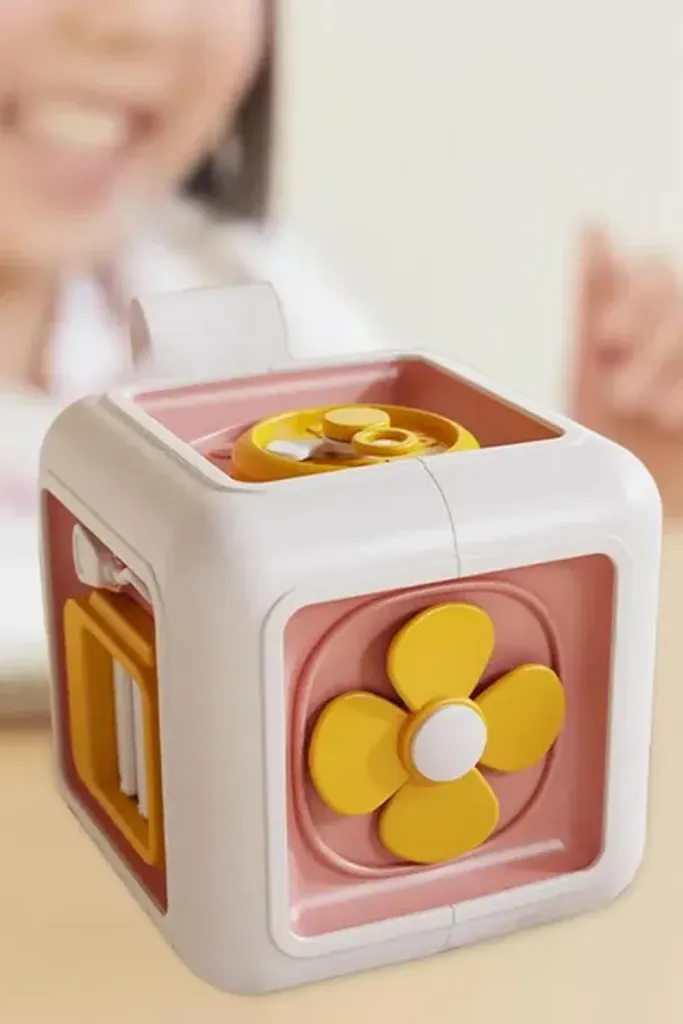 Бізі куб для дітей Hexa Baby LS-208 Baisi розвиваюча іграшка 6-в-1 для малюків від 6 місяців рожева