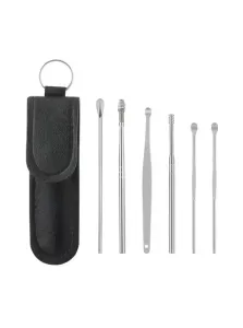 Набір металевих вушних паличок з нержавіючої сталі YONGJI XZ-221 набір для чищення вух 6 інструментів із чохлом чорний