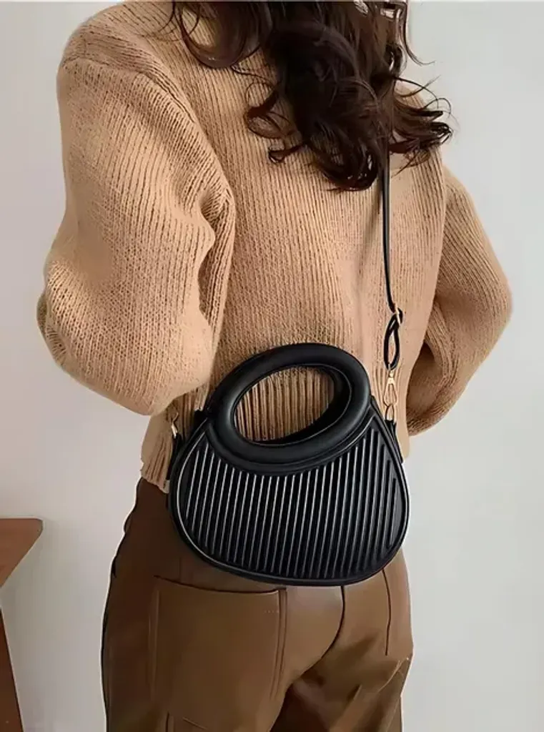 Жіноча модна сумка через плече 2025 RAYA дизайнерська сумочка в однотонному стилі літня колекція ПУ шкіра чорна