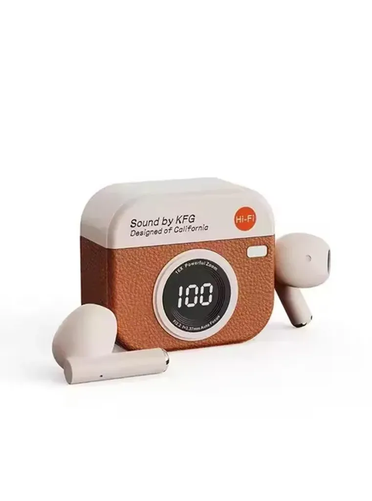 Бездротові навушники-вкладиші Q86 навушники у ретро-стилі з цифровим дисплеєм Bluetooth 5.3 сенсорне керування IPX4 brown