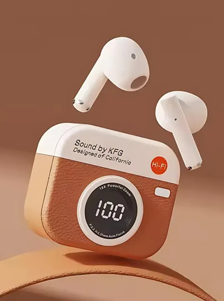 Бездротові навушники-вкладиші Q86 навушники у ретро-стилі з цифровим дисплеєм Bluetooth 5.3 сенсорне керування IPX4 brown