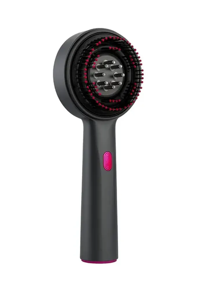 Електричний масажний гребінець для росту волосся NAMI масажер для шкіри голови з червоним світлом та подачею масел сірий